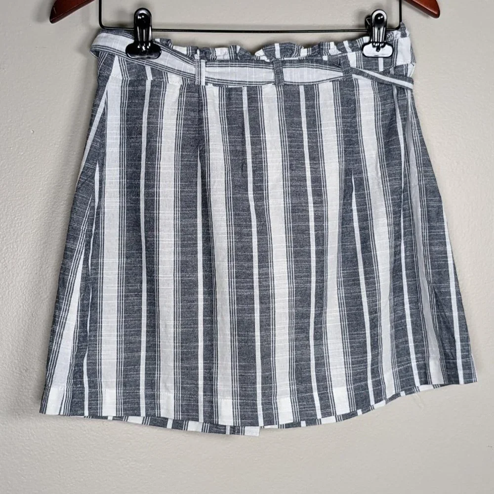 100% Cotton Mine Blue/White Striped Mini Skirt sz M